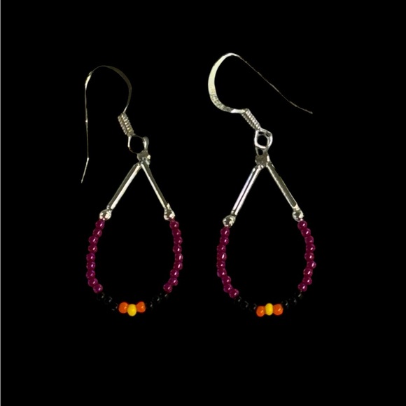 HANDCRAFTED BEADED Loop Earrings - Picture 3 of 9